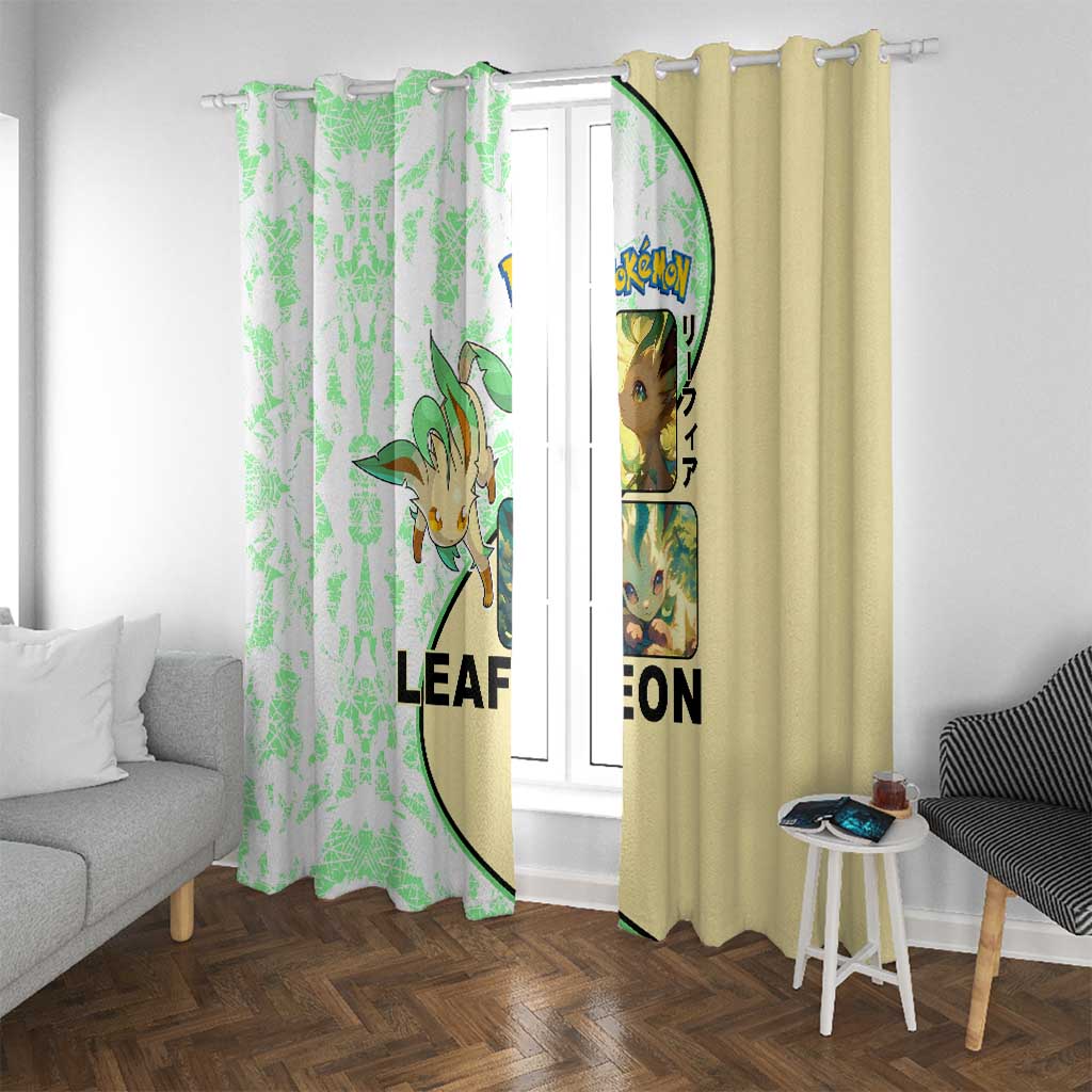 Leafeon Window Curtain with Grass Type and Leafy Nature Pose Design - The Mazicc