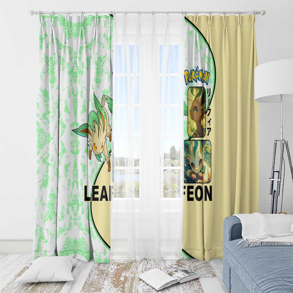 Leafeon Window Curtain with Grass Type and Leafy Nature Pose Design - The Mazicc