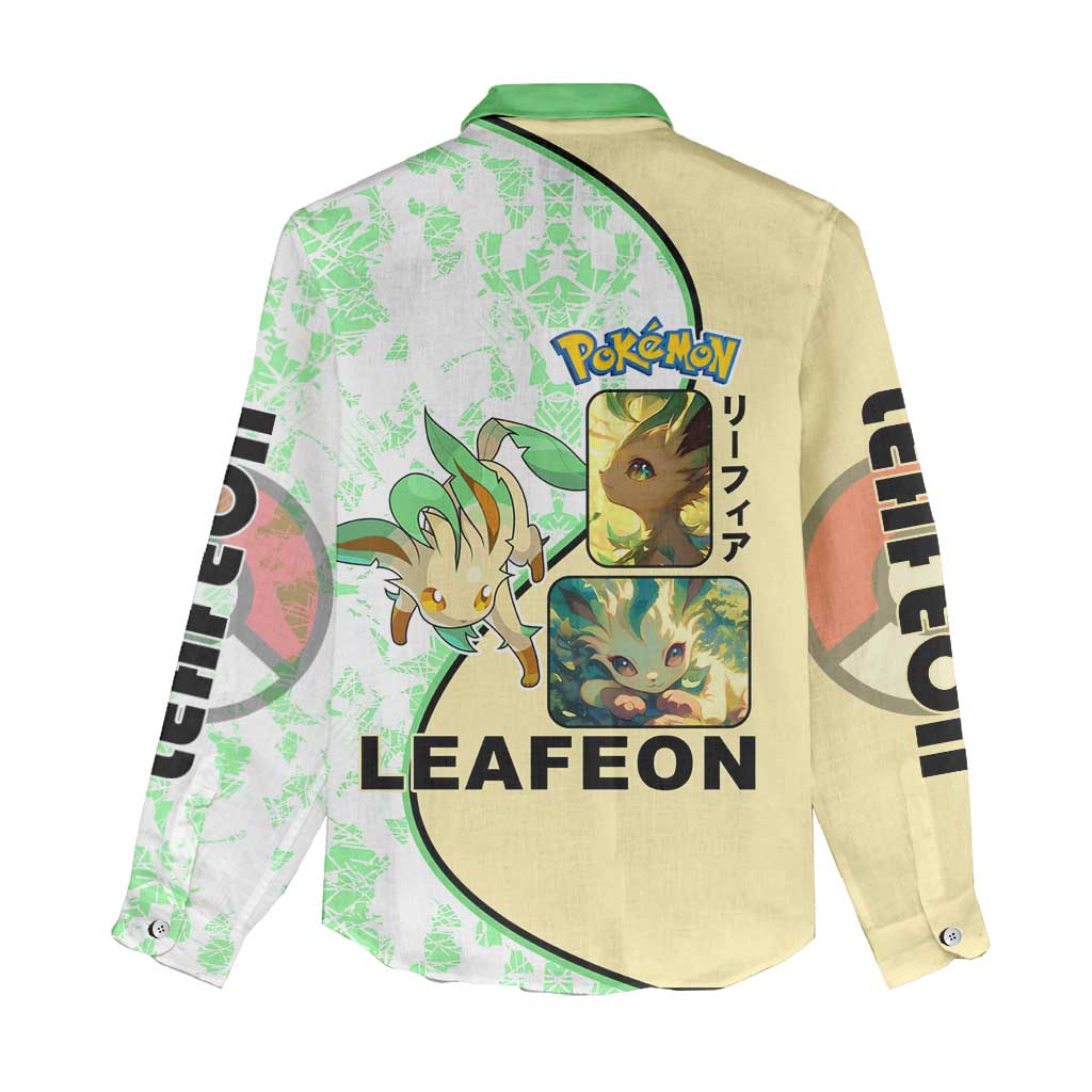 Leafeon Women Casual Shirt with Grass Type and Leafy Nature Pose Design - The Mazicc