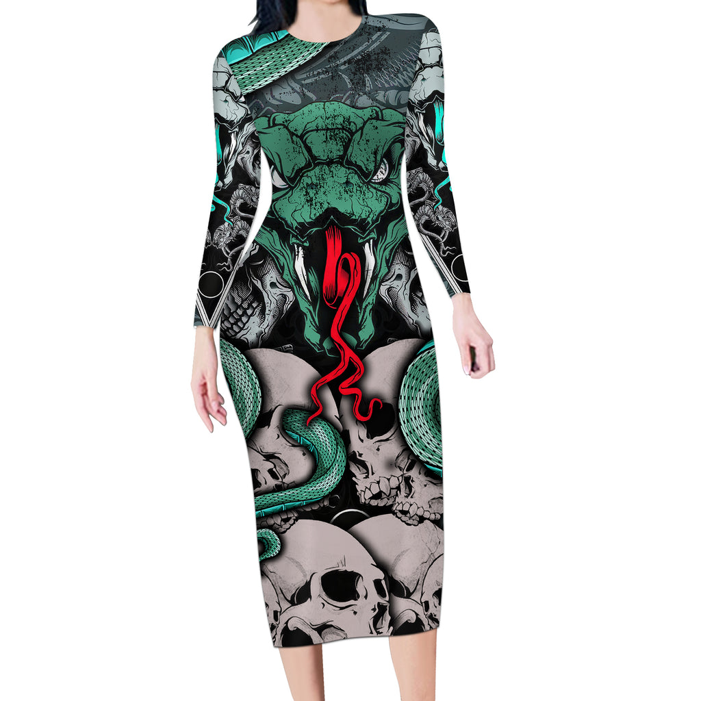 infernal-trio-long-sleeve-bodycon-dress-skull-viper-and-sinister-snake