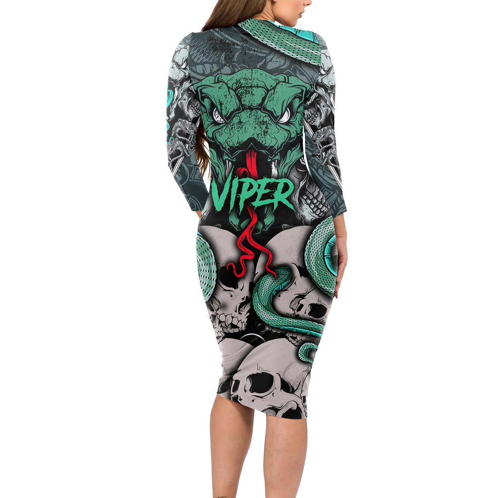 infernal-trio-long-sleeve-bodycon-dress-skull-viper-and-sinister-snake