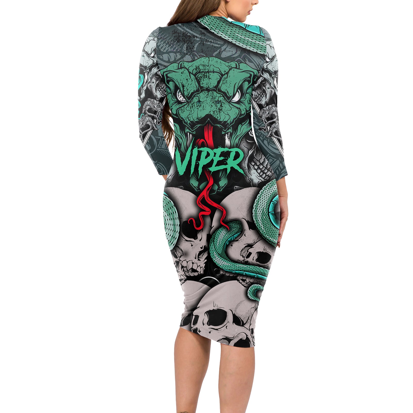 infernal-trio-long-sleeve-bodycon-dress-skull-viper-and-sinister-snake