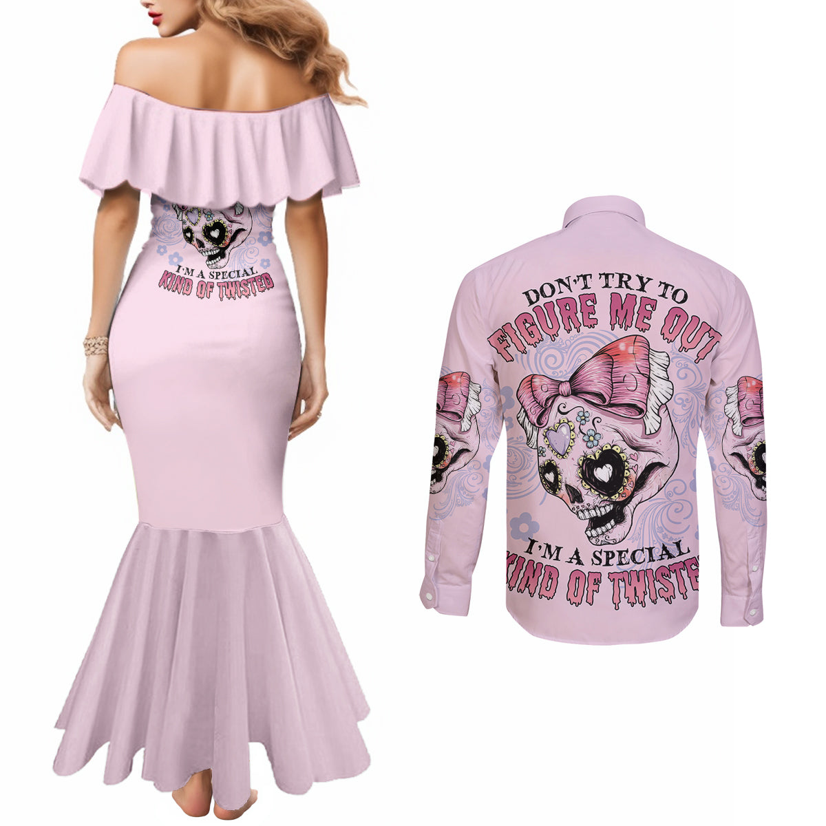 dont-try-to-figure-me-out-couples-matching-mermaid-dress-and-long-sleeve-button-shirt