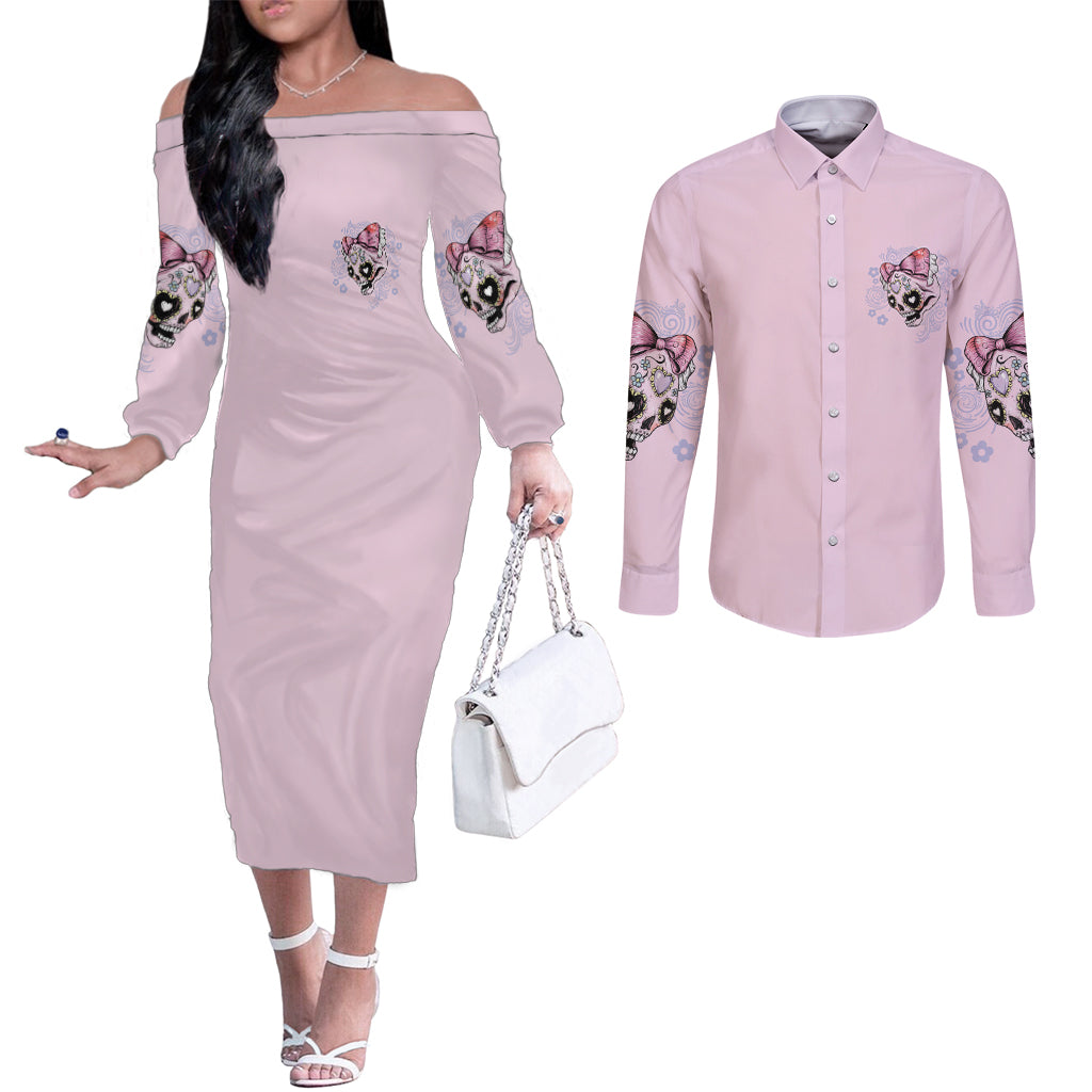 dont-try-to-figure-me-out-couples-matching-off-the-shoulder-long-sleeve-dress-and-long-sleeve-button-shirt