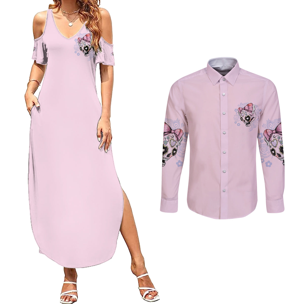 dont-try-to-figure-me-out-couples-matching-summer-maxi-dress-and-long-sleeve-button-shirt