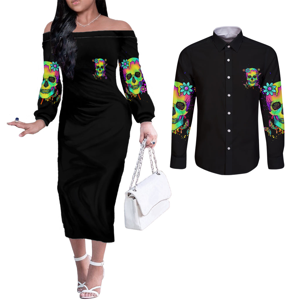 yes-im-a-b-but-not-yours-couples-matching-off-the-shoulder-long-sleeve-dress-and-long-sleeve-button-shirt