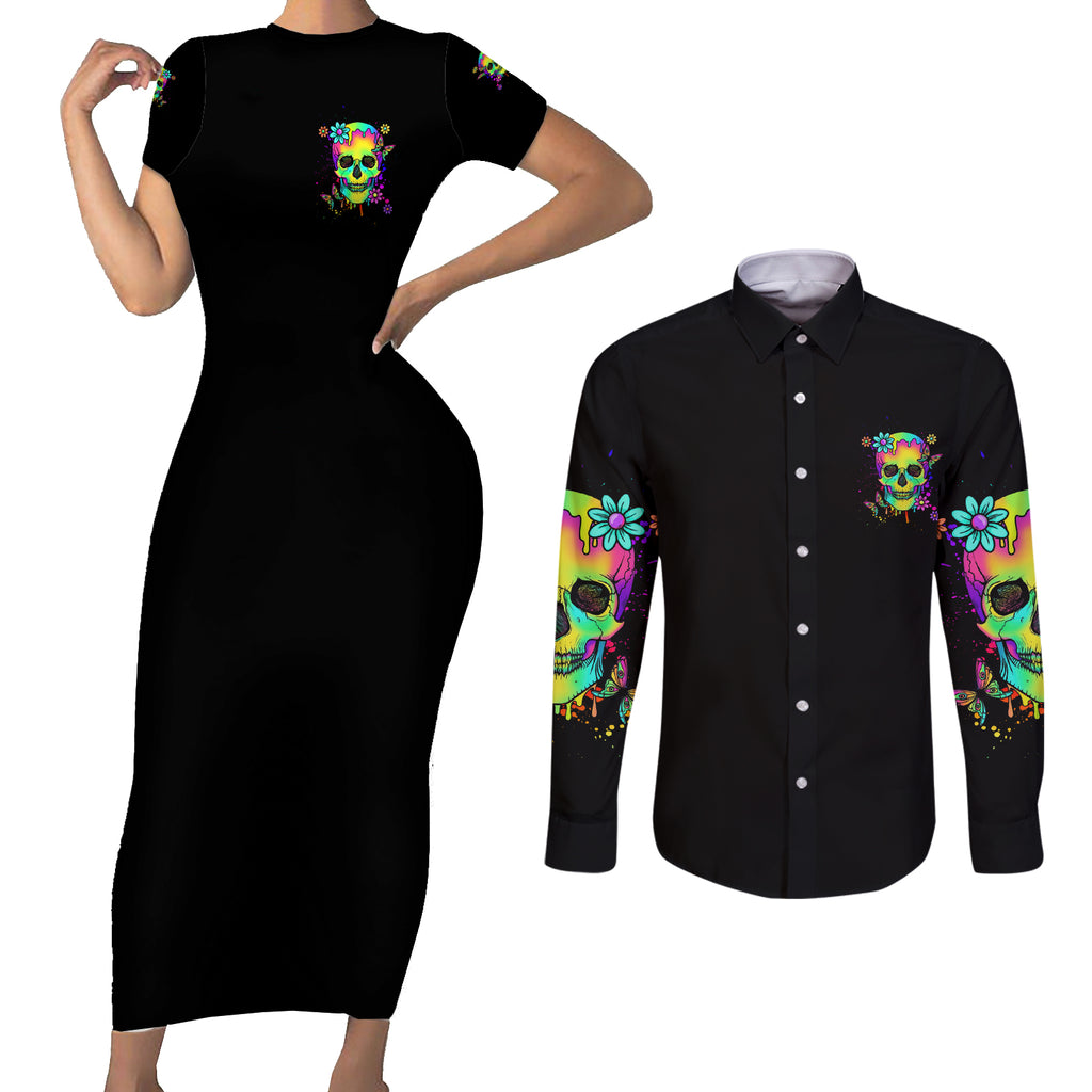 yes-im-a-b-but-not-yours-couples-matching-short-sleeve-bodycon-dress-and-long-sleeve-button-shirt