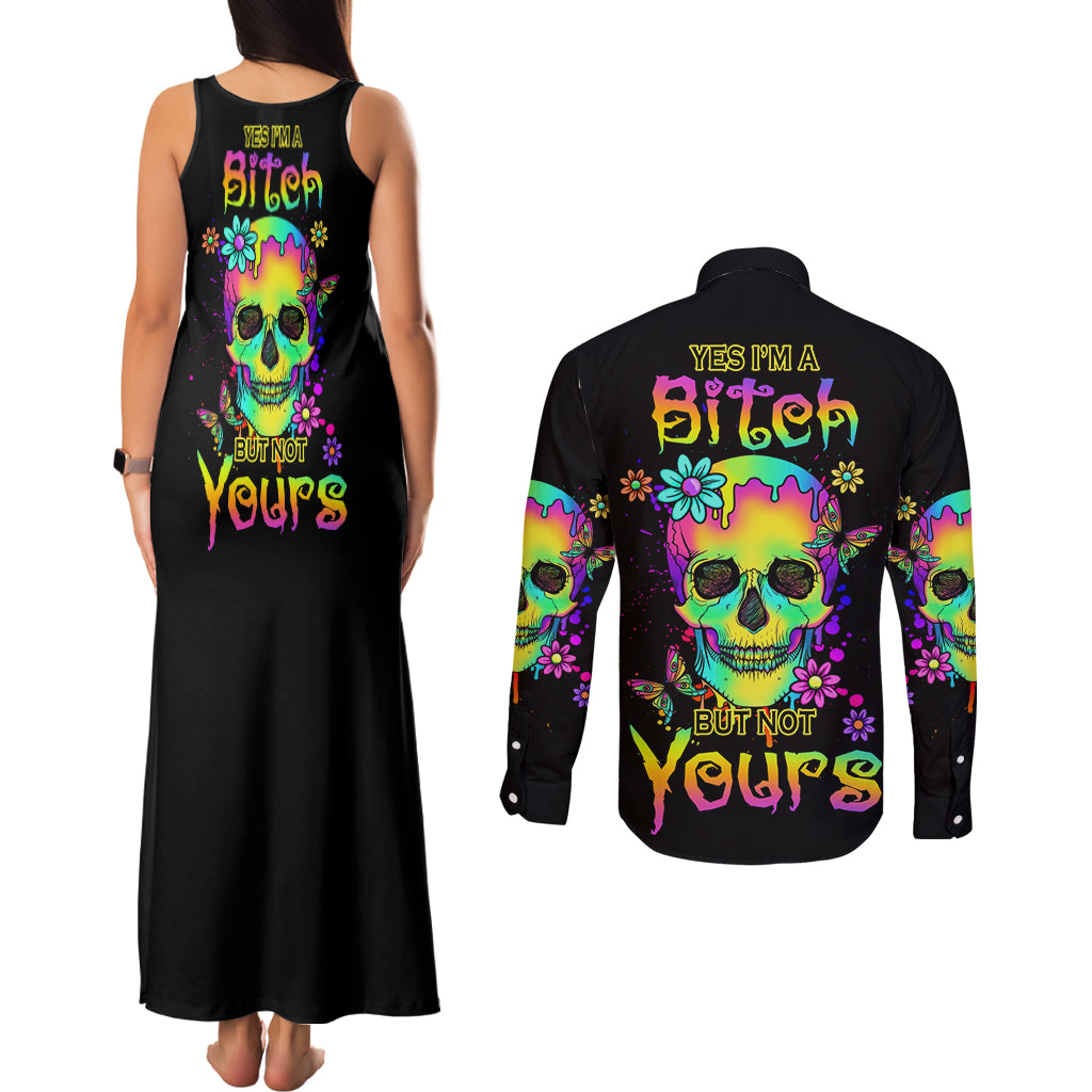 yes-im-a-b-but-not-yours-couples-matching-tank-maxi-dress-and-long-sleeve-button-shirt