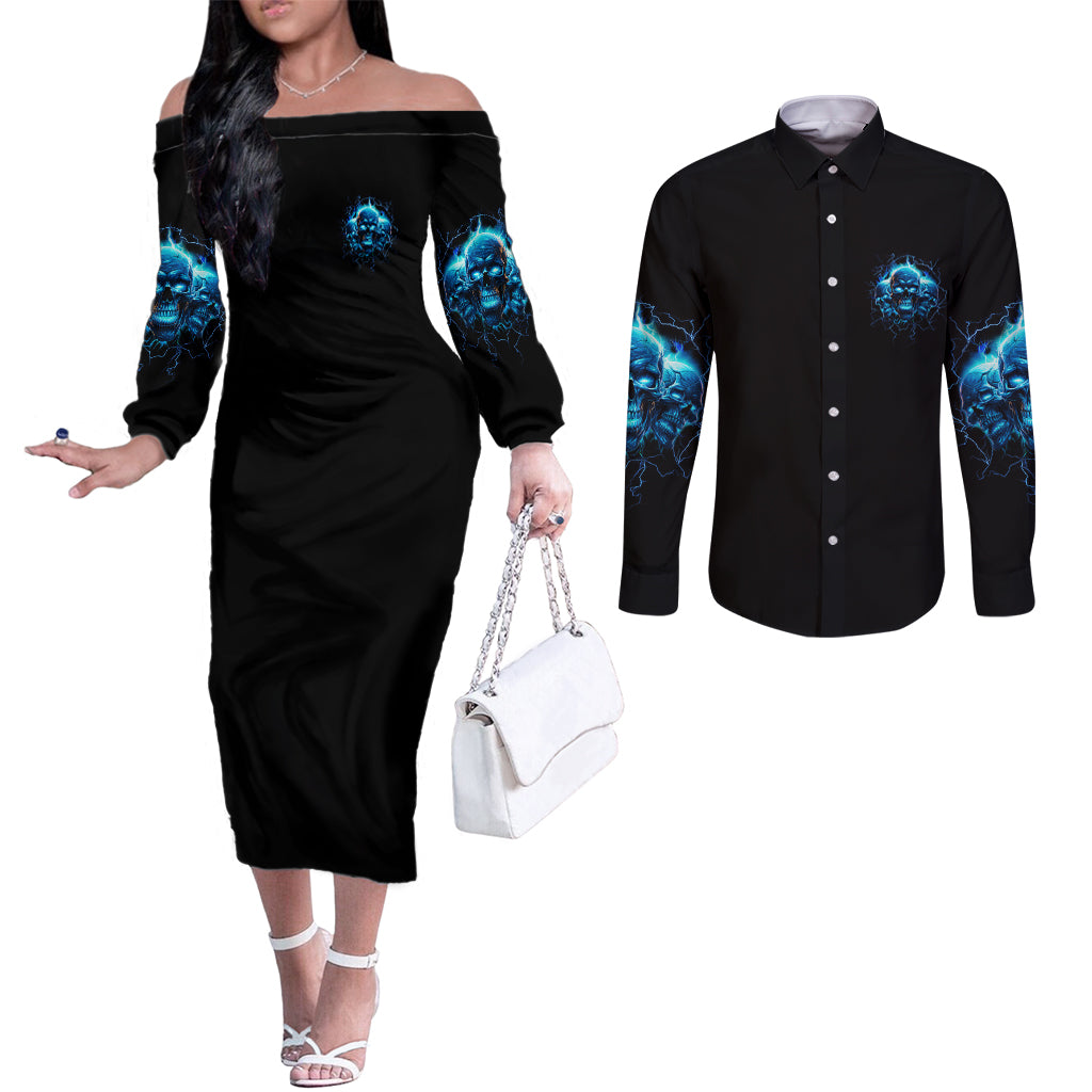 your-demons-hide-under-your-bed-couples-matching-off-the-shoulder-long-sleeve-dress-and-long-sleeve-button-shirt