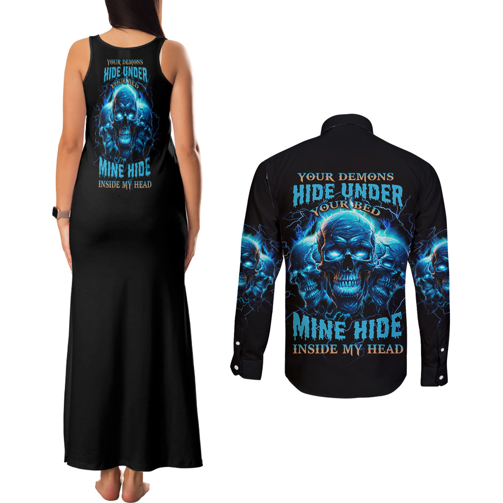 your-demons-hide-under-your-bed-couples-matching-tank-maxi-dress-and-long-sleeve-button-shirt