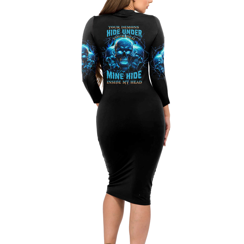 your-demons-hide-under-your-bed-long-sleeve-bodycon-dress