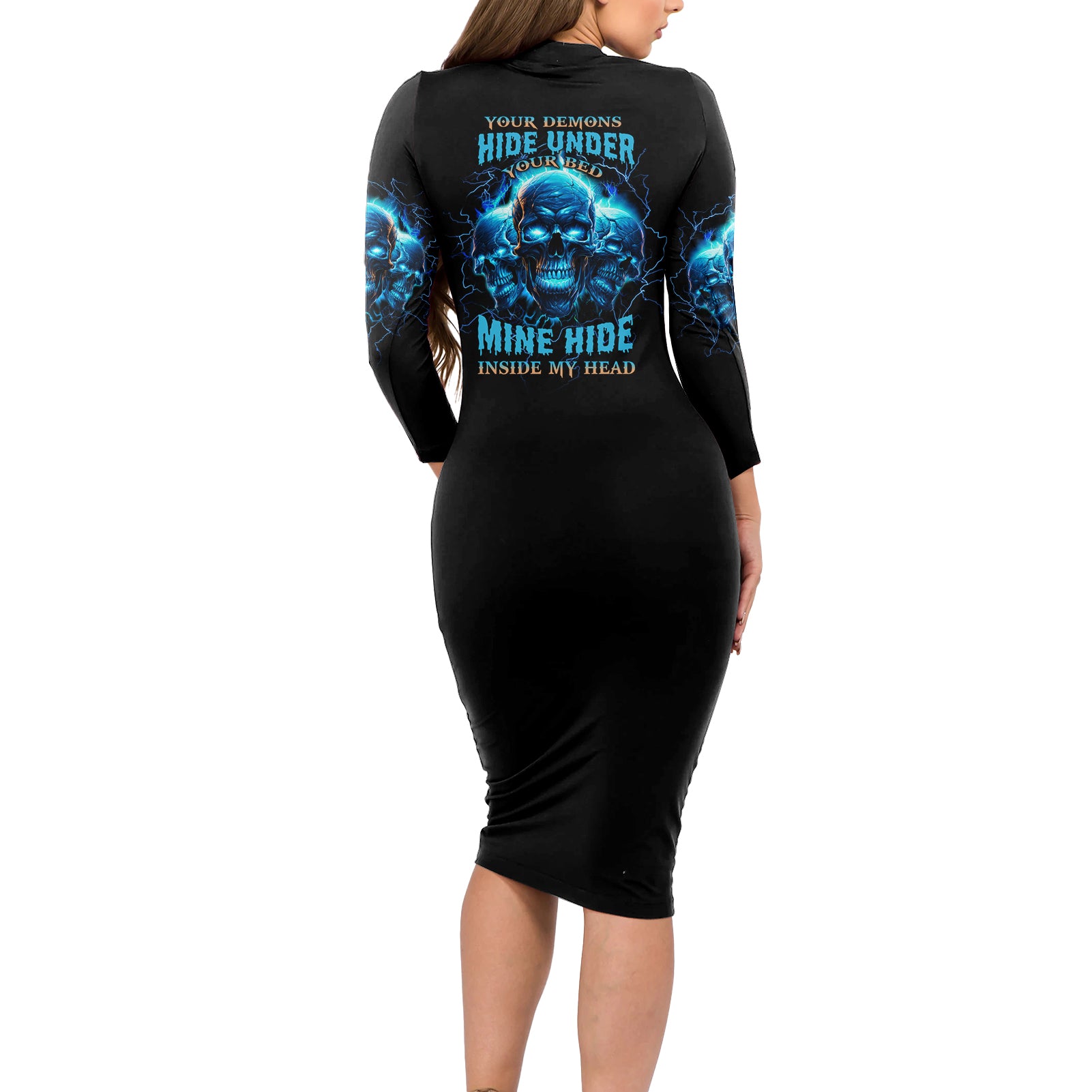 your-demons-hide-under-your-bed-long-sleeve-bodycon-dress
