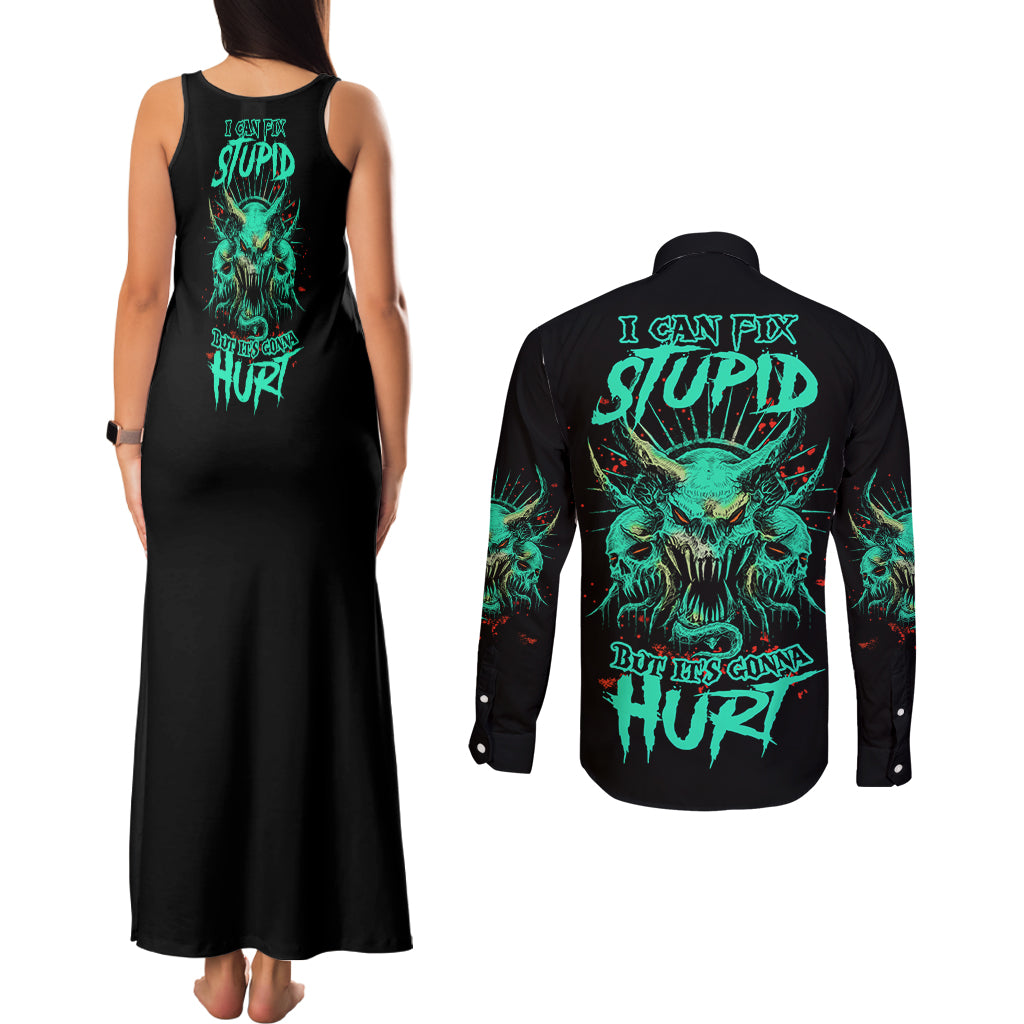 i-can-fix-stupid-but-its-gonna-hurt-couples-matching-tank-maxi-dress-and-long-sleeve-button-shirt