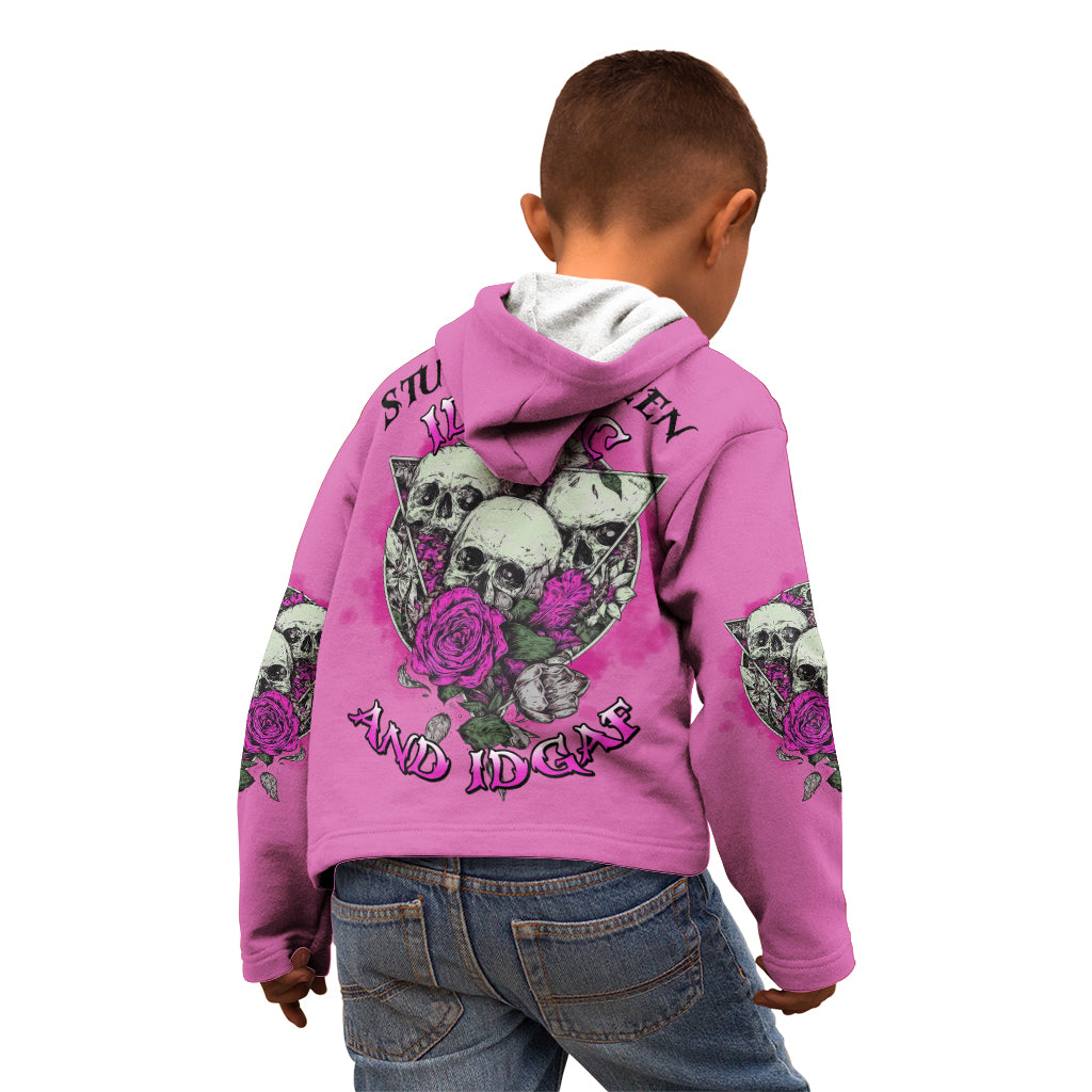 stuck-between-idk-idc-and-idgaf-pink-kid-hoodie