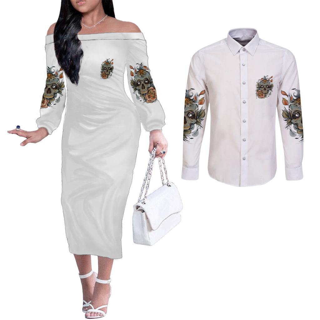 i-dont-need-a-middle-skull-couples-matching-off-the-shoulder-long-sleeve-dress-and-long-sleeve-button-shirt