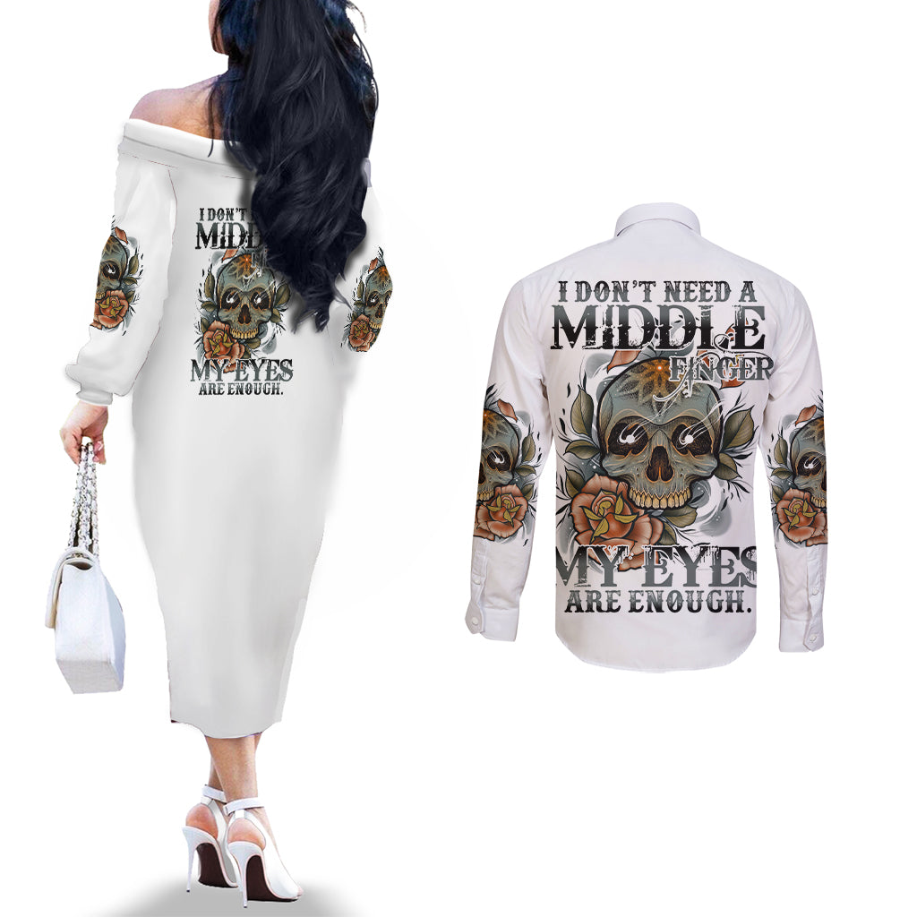 i-dont-need-a-middle-skull-couples-matching-off-the-shoulder-long-sleeve-dress-and-long-sleeve-button-shirt