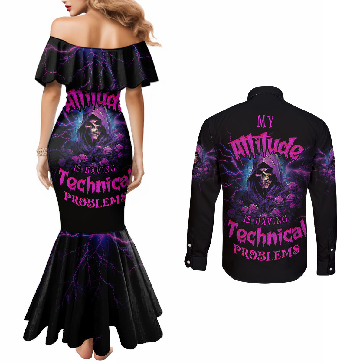 my-attitude-is-having-technical-problems-couples-matching-mermaid-dress-and-long-sleeve-button-shirt