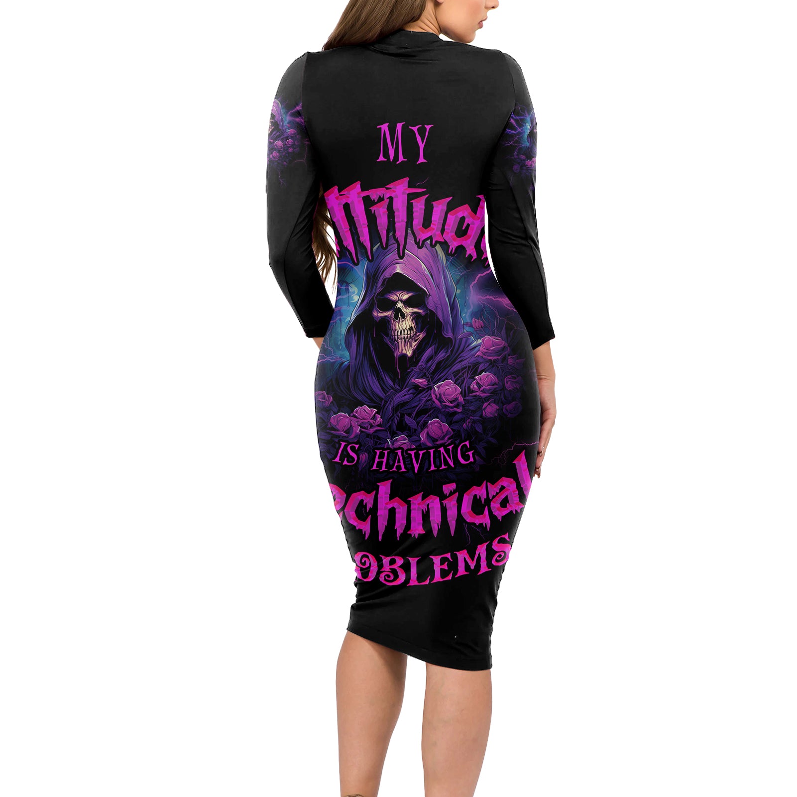 my-attitude-is-having-technical-problems-long-sleeve-bodycon-dress