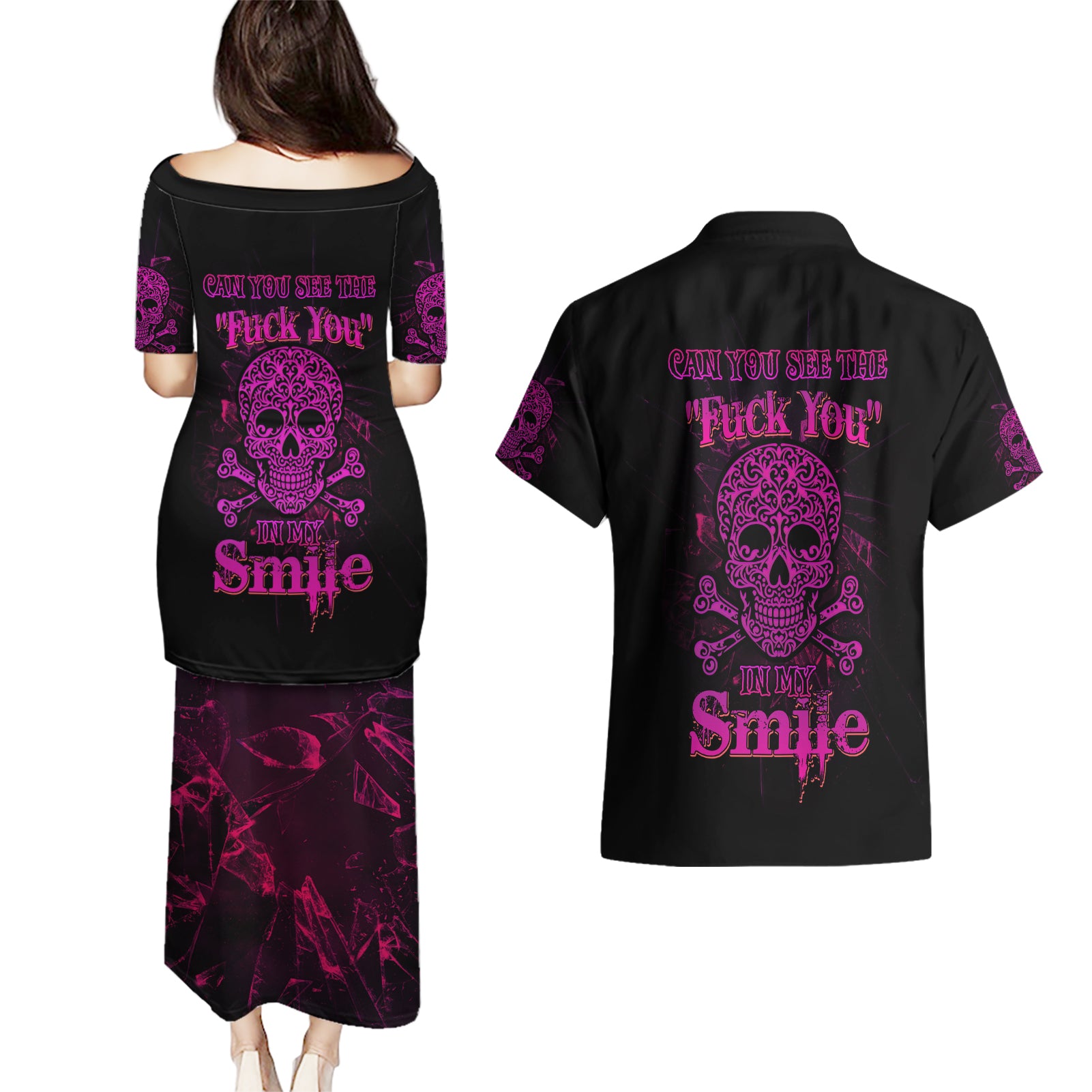 can-you-see-the-f-you-skull-rose-couples-matching-puletasi-dress-and-hawaiian-shirt