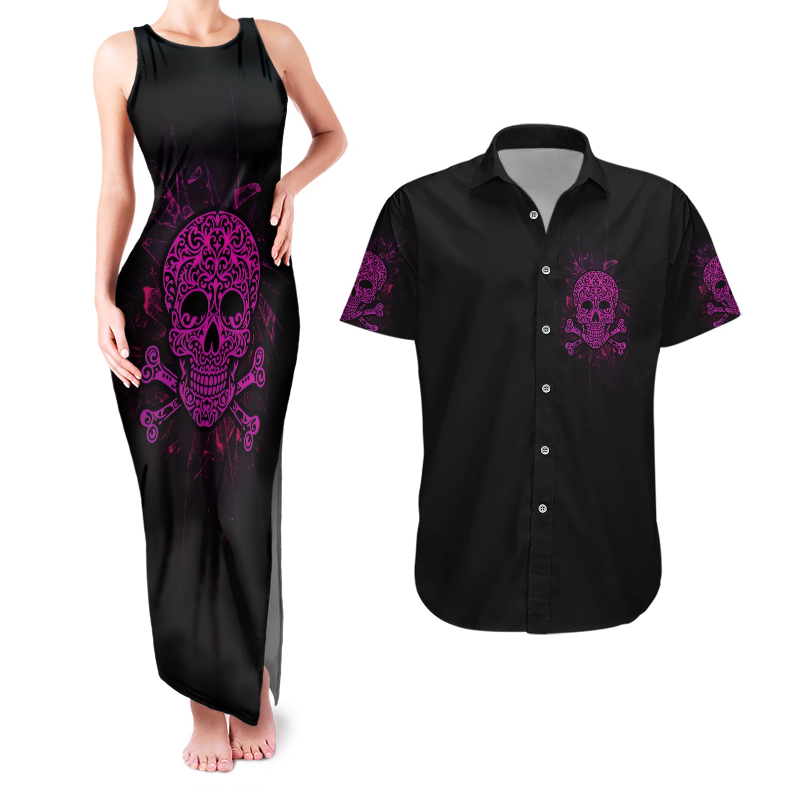 can-you-see-the-f-you-skull-rose-couples-matching-tank-maxi-dress-and-hawaiian-shirt