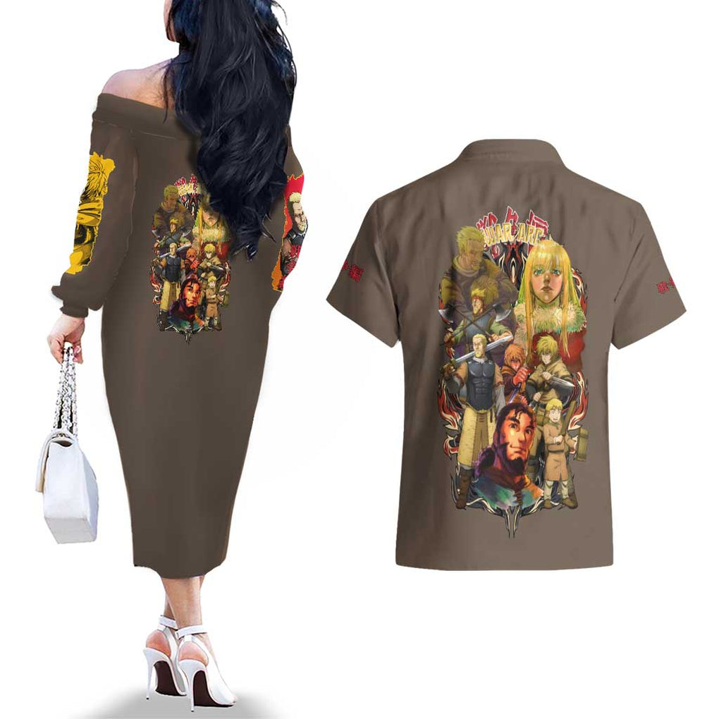 War Arc Vinland Saga Couples Matching Off The Shoulder Long Sleeve Dress and Hawaiian Shirt Japan Anime Style