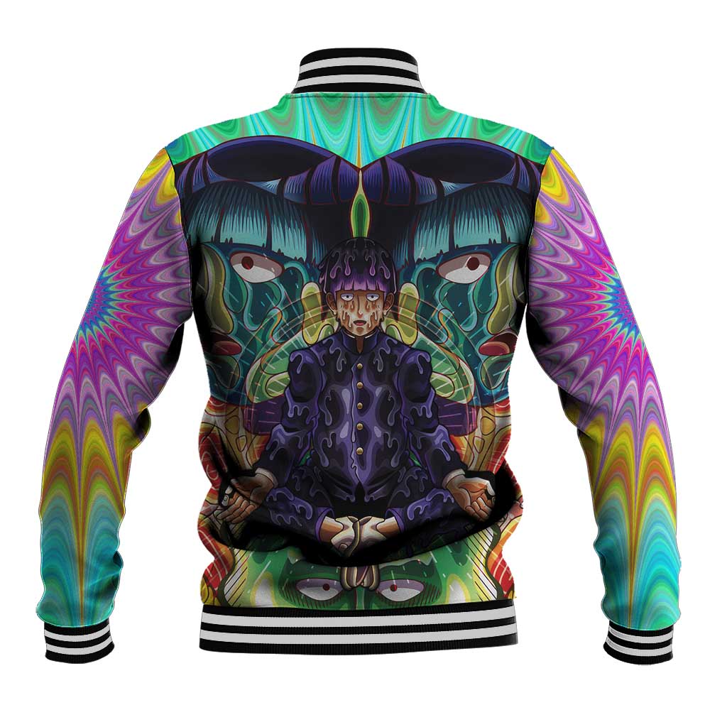 Trippy Meditating Shigeo Kageyama Mob Psycho 100 Baseball Jacket Trippy Mix Anime Style - The Mazicc