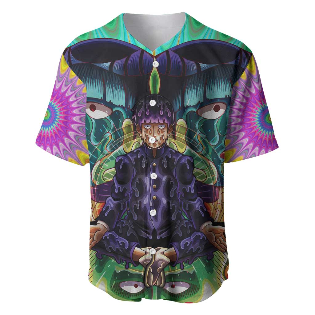 Trippy Meditating Shigeo Kageyama Mob Psycho 100 Baseball Jersey Trippy Mix Anime Style - The Mazicc