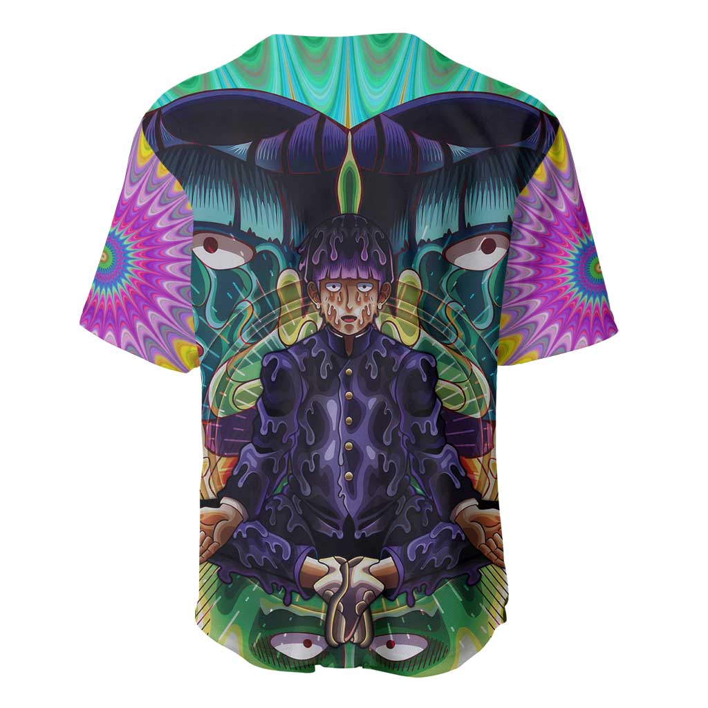 Trippy Meditating Shigeo Kageyama Mob Psycho 100 Baseball Jersey Trippy Mix Anime Style - The Mazicc