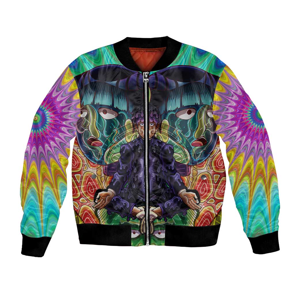 Trippy Meditating Shigeo Kageyama Mob Psycho 100 Bomber Jacket Trippy Mix Anime Style - The Mazicc