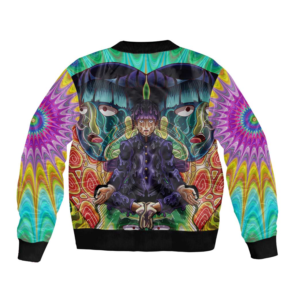 Trippy Meditating Shigeo Kageyama Mob Psycho 100 Bomber Jacket Trippy Mix Anime Style - The Mazicc