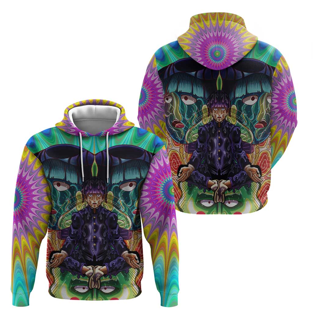 Trippy Meditating Shigeo Kageyama Mob Psycho 100 Hoodie Trippy Mix Anime Style - The Mazicc