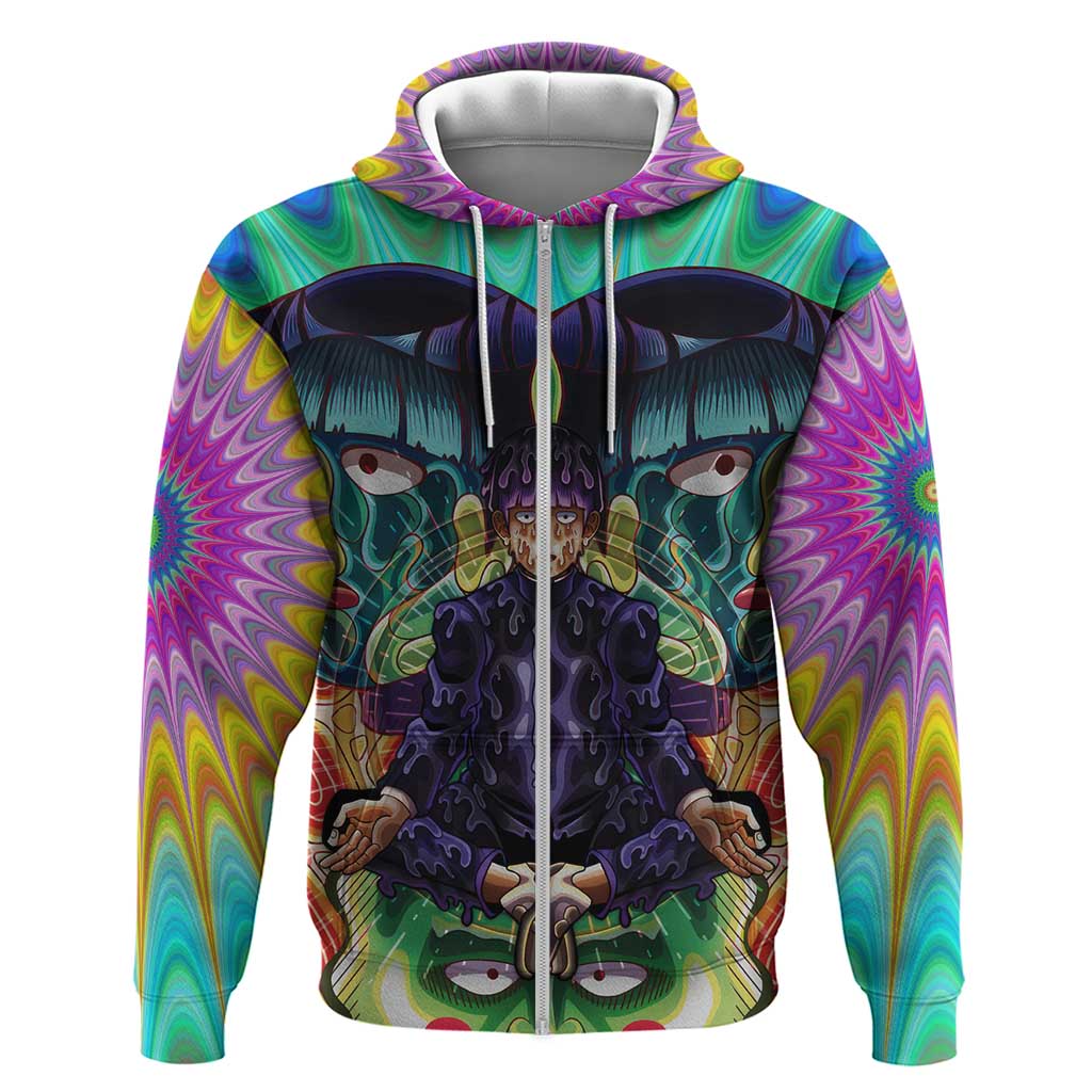 Trippy Meditating Shigeo Kageyama Mob Psycho 100 Hoodie Trippy Mix Anime Style - The Mazicc