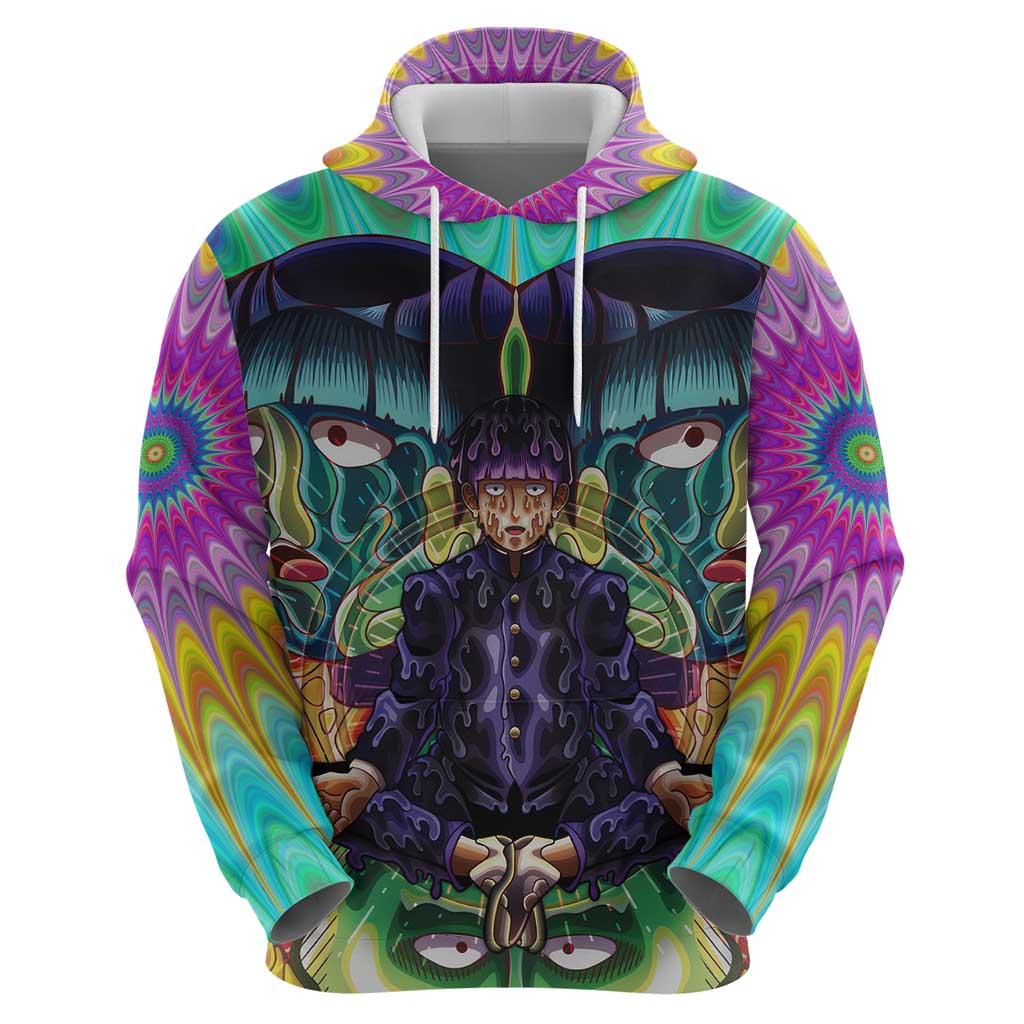 Trippy Meditating Shigeo Kageyama Mob Psycho 100 Hoodie Trippy Mix Anime Style - The Mazicc