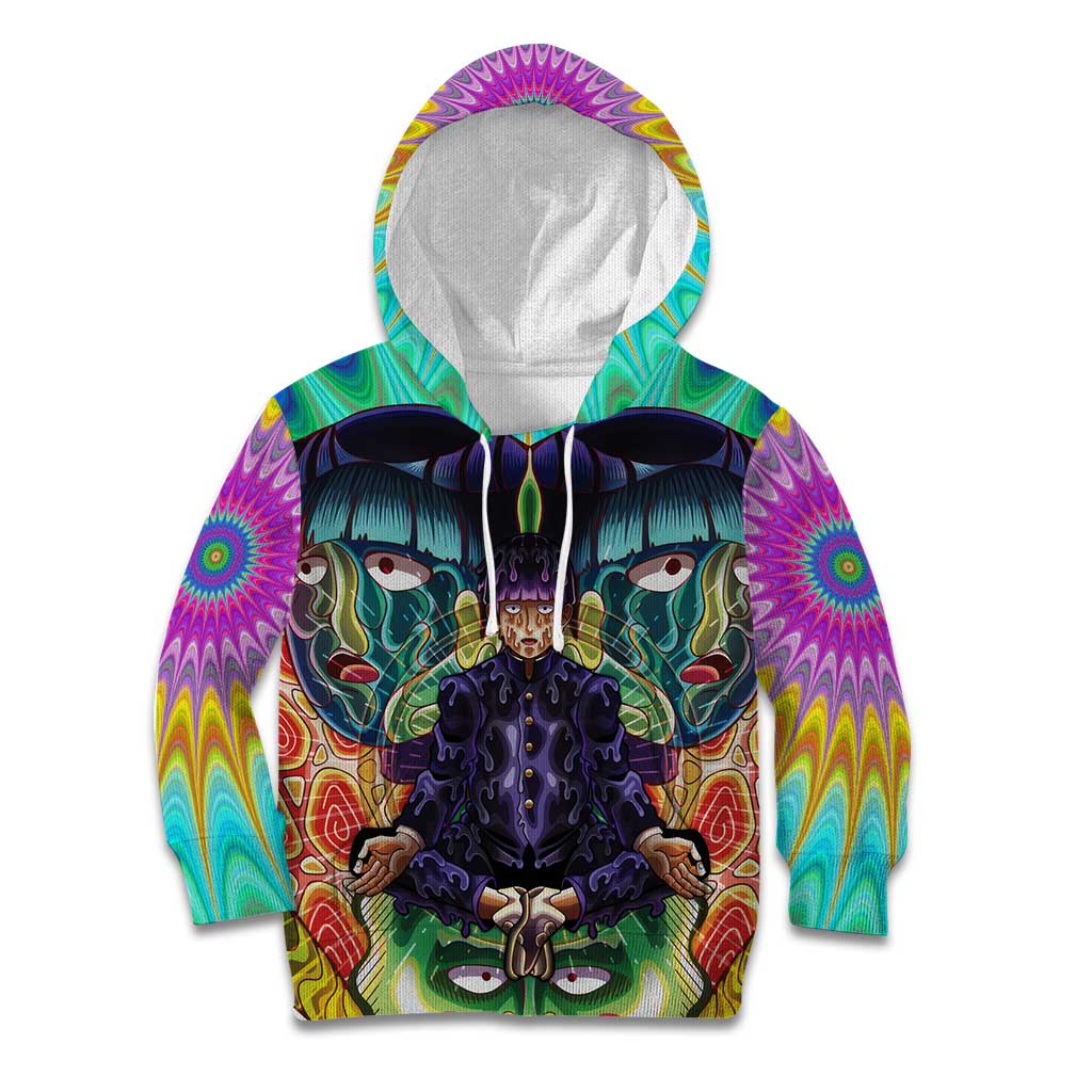 Trippy Meditating Shigeo Kageyama Mob Psycho 100 Kid Hoodie Trippy Mix Anime Style - The Mazicc