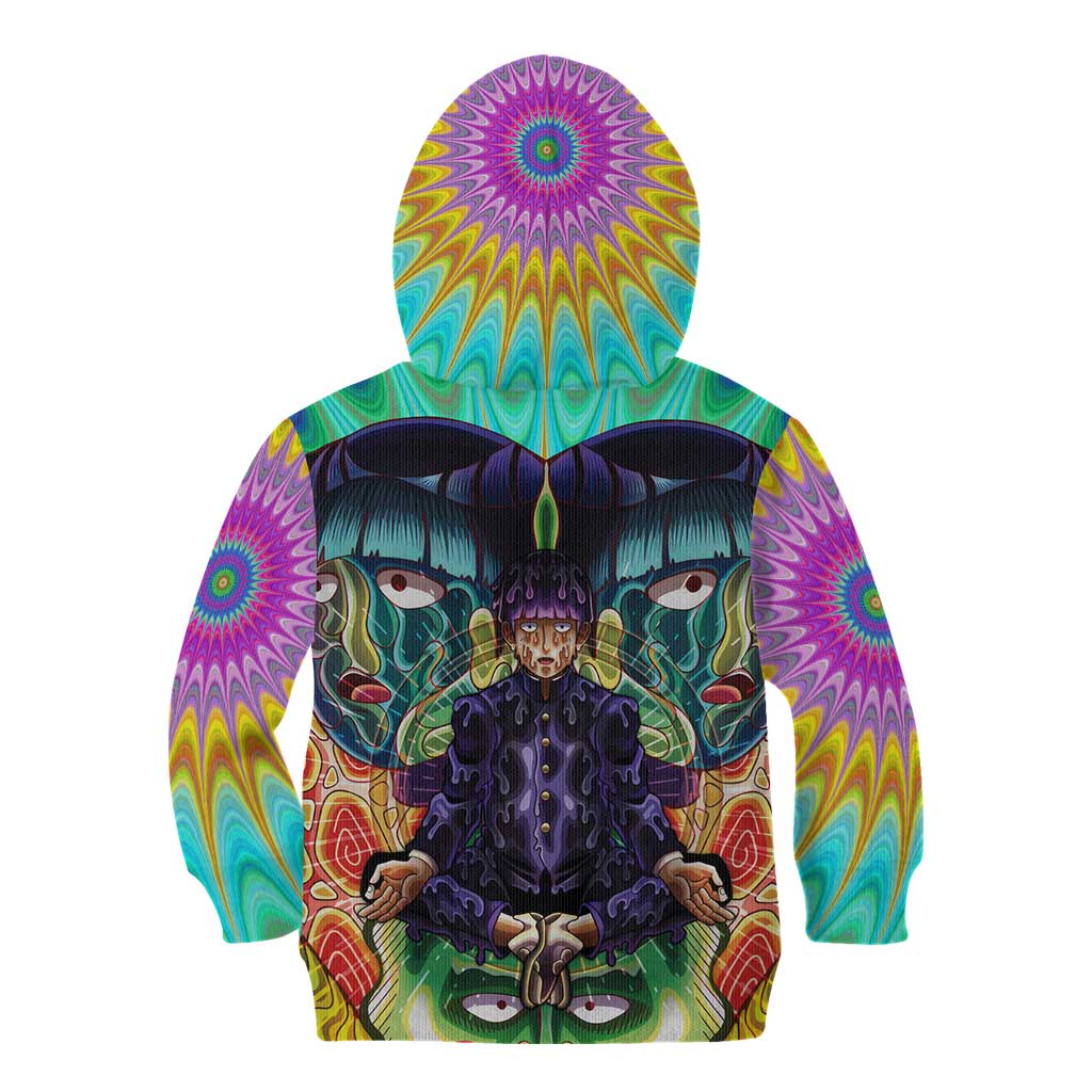 Trippy Meditating Shigeo Kageyama Mob Psycho 100 Kid Hoodie Trippy Mix Anime Style - The Mazicc