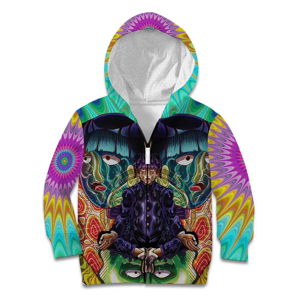 Trippy Meditating Shigeo Kageyama Mob Psycho 100 Kid Hoodie Trippy Mix Anime Style - The Mazicc