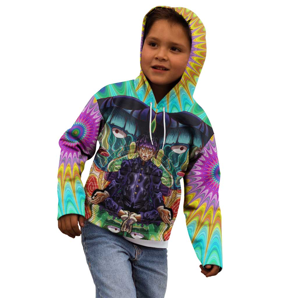 Trippy Meditating Shigeo Kageyama Mob Psycho 100 Kid Hoodie Trippy Mix Anime Style - The Mazicc