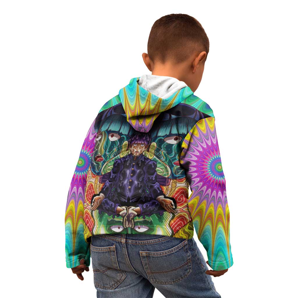 Trippy Meditating Shigeo Kageyama Mob Psycho 100 Kid Hoodie Trippy Mix Anime Style - The Mazicc