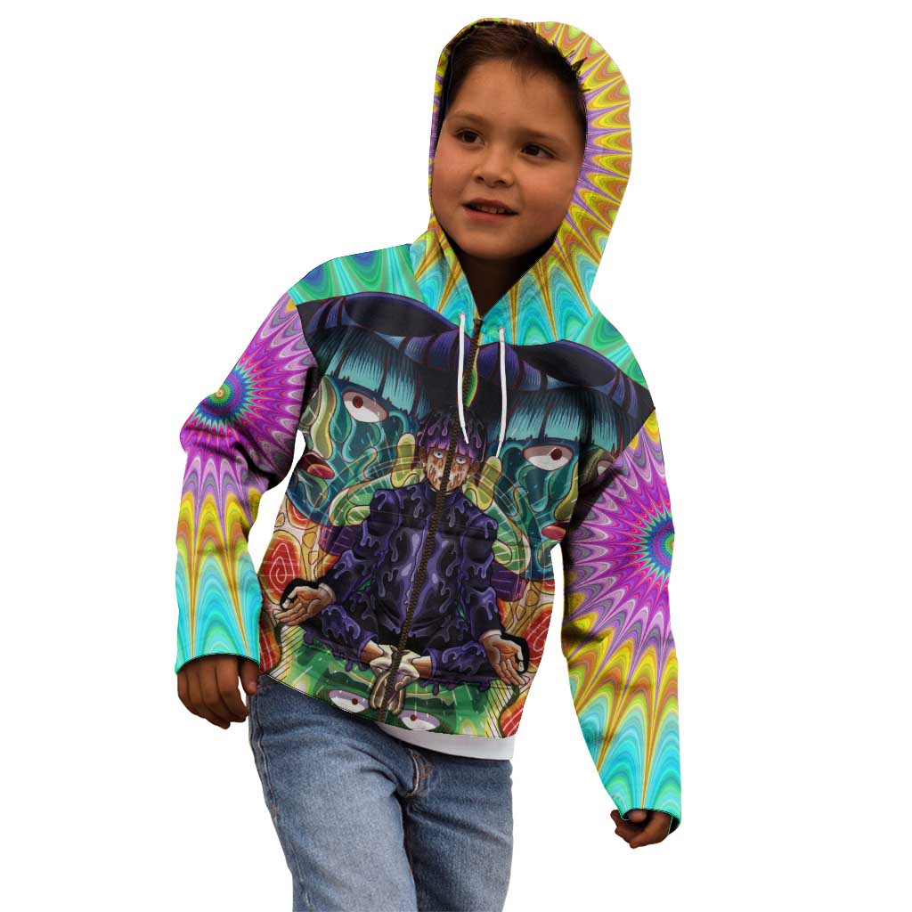 Trippy Meditating Shigeo Kageyama Mob Psycho 100 Kid Hoodie Trippy Mix Anime Style - The Mazicc