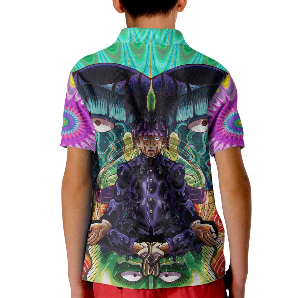 Trippy Meditating Shigeo Kageyama Mob Psycho 100 Kid Polo Shirt Trippy Mix Anime Style - The Mazicc
