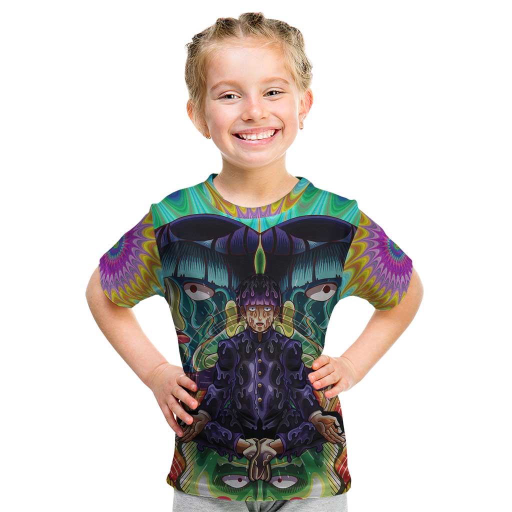 Trippy Meditating Shigeo Kageyama Mob Psycho 100 Kid T Shirt Trippy Mix Anime Style - The Mazicc
