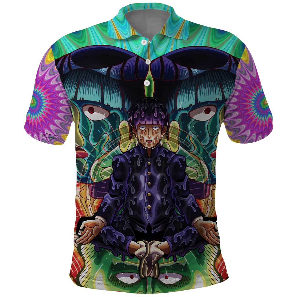 Trippy Meditating Shigeo Kageyama Mob Psycho 100 Polo Shirt Trippy Mix Anime Style - The Mazicc
