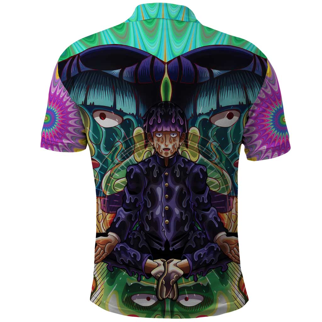 Trippy Meditating Shigeo Kageyama Mob Psycho 100 Polo Shirt Trippy Mix Anime Style - The Mazicc