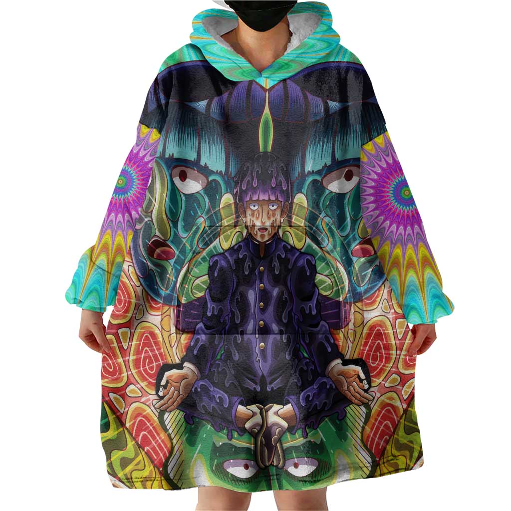 Trippy Meditating Shigeo Kageyama Mob Psycho 100 Wearable Blanket Hoodie Trippy Mix Anime Style - The Mazicc