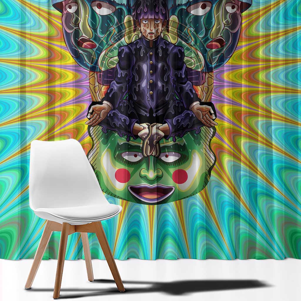 Trippy Meditating Shigeo Kageyama Mob Psycho 100 Window Curtain Trippy Mix Anime Style - The Mazicc
