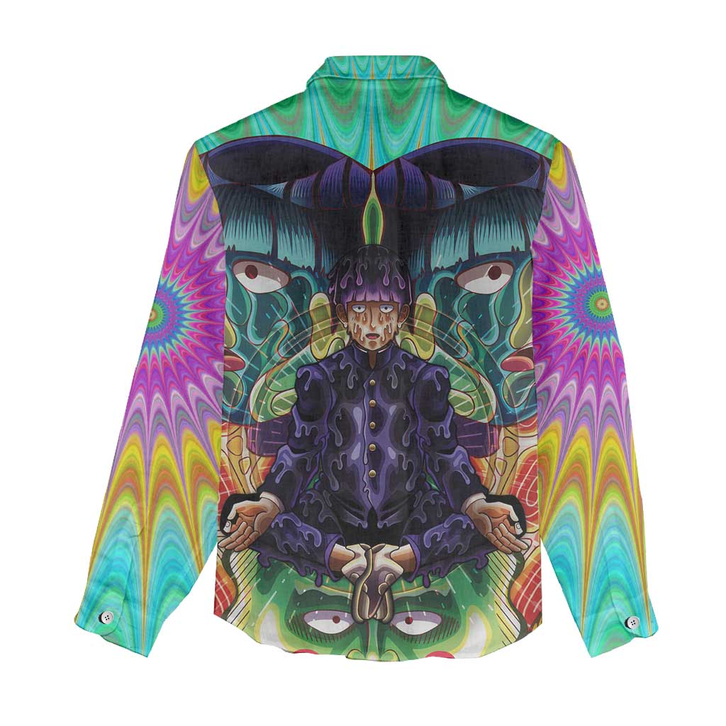 Trippy Meditating Shigeo Kageyama Mob Psycho 100 Women Casual Shirt Trippy Mix Anime Style - The Mazicc