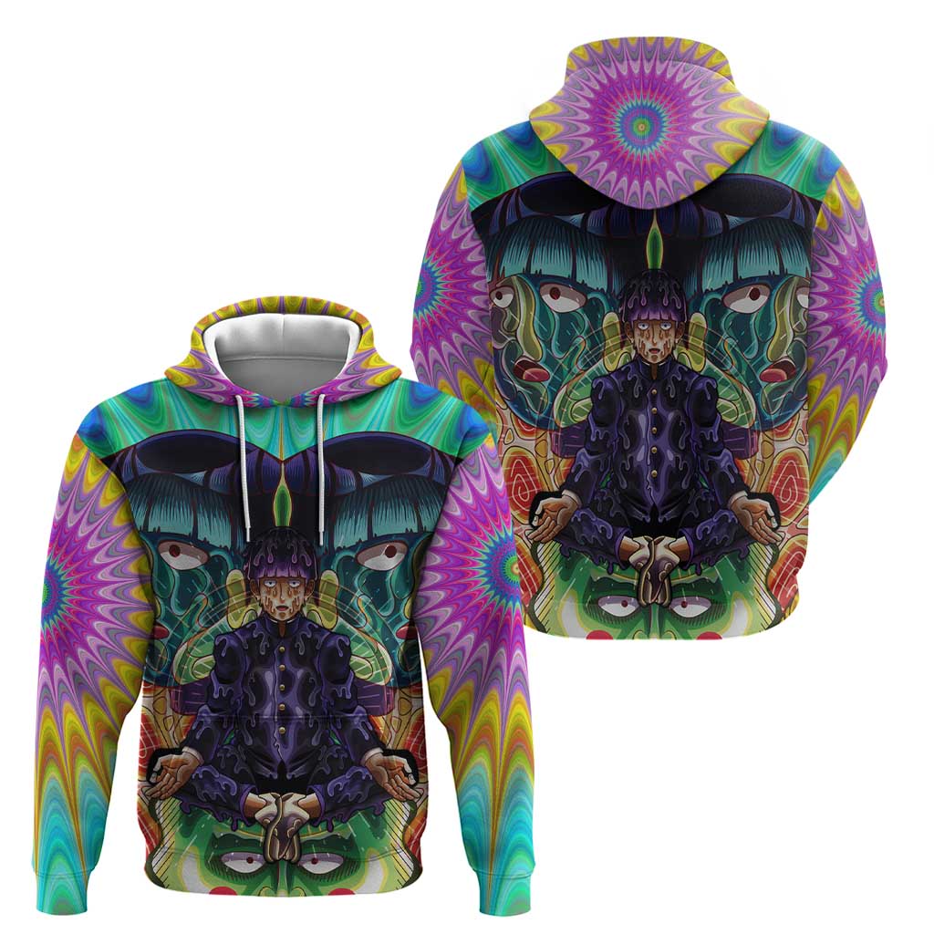 Trippy Meditating Shigeo Kageyama Mob Psycho 100 Zip Hoodie Trippy Mix Anime Style - The Mazicc
