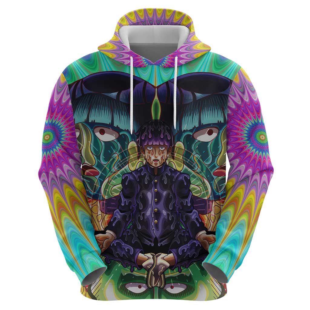 Trippy Meditating Shigeo Kageyama Mob Psycho 100 Zip Hoodie Trippy Mix Anime Style - The Mazicc