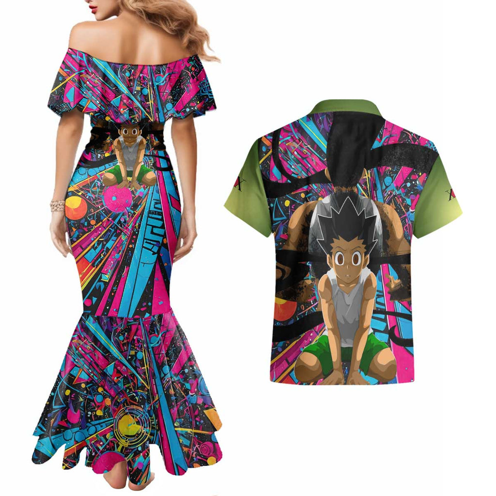 Trippy Gon Freecss Hunter X Hunter Couples Matching Mermaid Dress and Hawaiian Shirt Trippy Mix Anime Style - The Mazicc