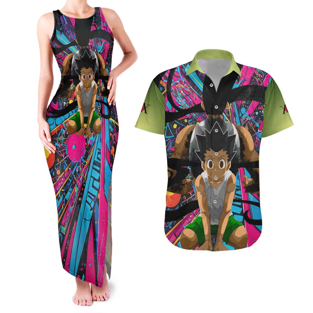 Trippy Gon Freecss Hunter X Hunter Couples Matching Tank Maxi Dress and Hawaiian Shirt Trippy Mix Anime Style - The Mazicc